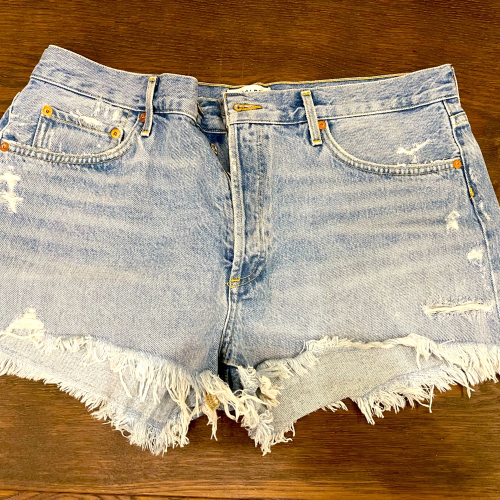Agolde Jean distressed high rise shorts